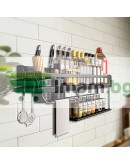 Кухненски органайзер 2 етажа многофункционален рафт за прибори, подправки, кърпи